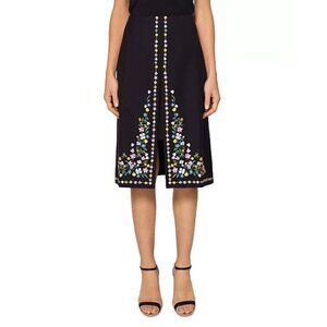 BNWT Ted Baker London Vicks Hampton embroidered Black Floral A-line Skirt